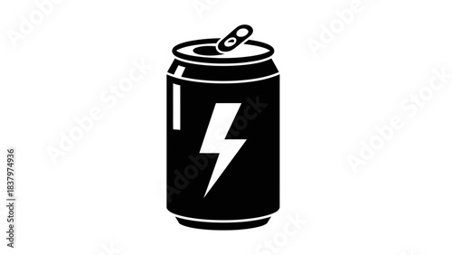 Energy Drink Can Icon – Beverage with Lightning Bolt Symbol