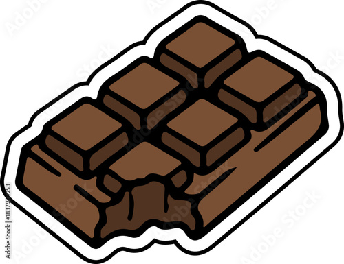 Delicious Cartoon Chocolate Bar with a Missing Bite