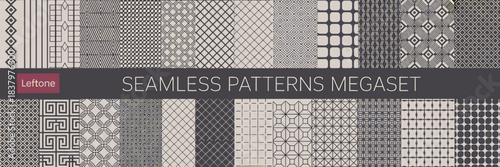 Seamless Geometric Patterns Megaset in Dark Grey and Beige Keywords: pattern, seamless