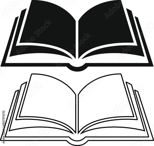 Open book vector icon set for learning knowledge and education symbol