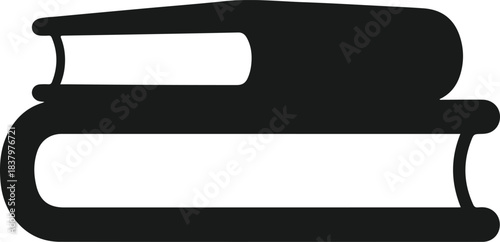 Black silhouette icon of two stacked books, symbolizing education and knowledge