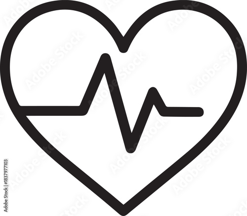 A minimalistic heart icon with a waveform inside, symbolizing life, health and well-being.