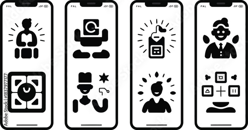 Mobile app cloud vector icon, smartphone technology concept, black solid silhouette, flat clean minimal design.