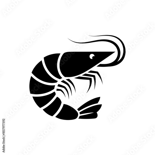 Shrimp Icon – Seafood Crustacean Symbol for Restaurant, Ocean & Culinary Design