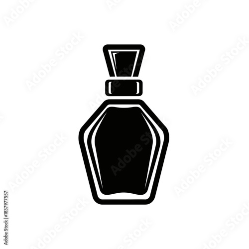 “Minimal Black Perfume Bottle Icon – Elegant Cosmetic Fragrance Vector”
