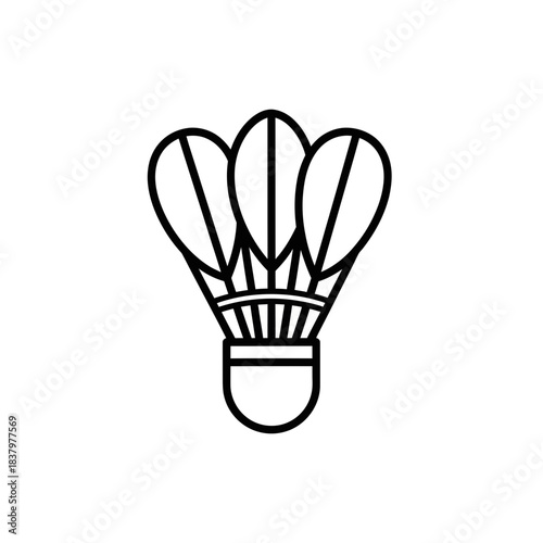 “Minimal Shuttlecock Icon – Badminton Feather Ball Line Art Vector”