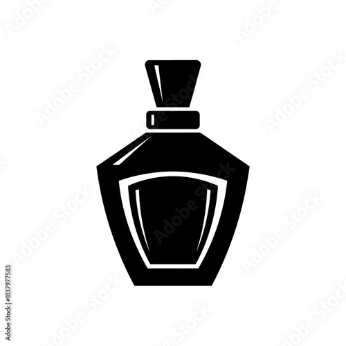 “Minimal Black Perfume Bottle Icon – Elegant Cosmetic Fragrance Vector”