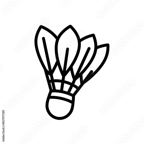 “Minimal Shuttlecock Icon – Badminton Feather Ball Line Art Vector”