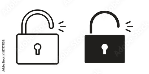Unlock icons set. Pixel Perfect scalable icons.