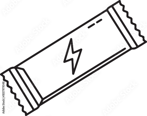 Minimalist line art illustration of a healthy energy bar with simple shapes and clean lines