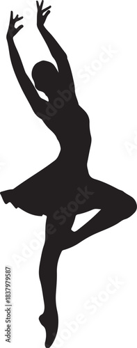 Elegant female dancer in a dynamic expressive pose captured in a fluid vector illustration
