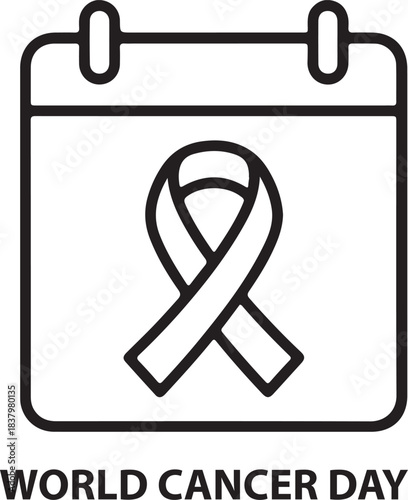 Minimalist calendar icon with a prominent cancer awareness ribbon in the center