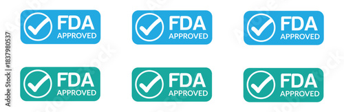 FDA approved certification seals fda approved stamp. FDA approved icon isolated on white background. Set icons colorful. FDA APPROVED Rubber Stamp Seal with an Outline and Text.