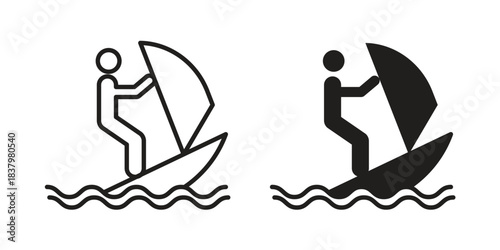 Windsurf icons set. Pixel Perfect scalable icons.