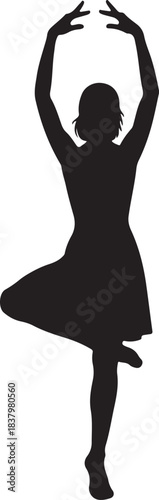 Dynamic black silhouette of a dancer in expressive motion