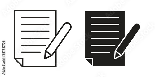Writing icons set. Pixel Perfect scalable icons.