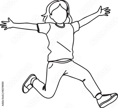 Dynamic and joyful character in energetic pose vibrant colors modern graphic design