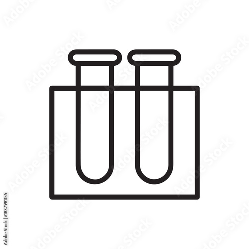 Simple scientific test tubes in a laboratory rack icon representing medical research and chemistry 