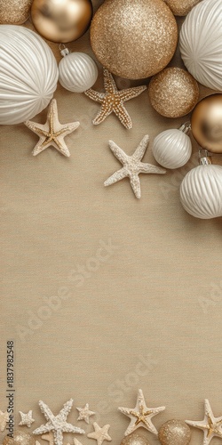Christmas Ornaments Starfish Golden White