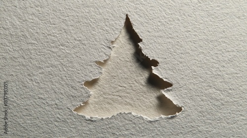 an unconventional christmas tree, crafted from peeling wallpaper adhering to a surface