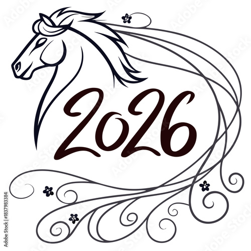 horse with floral ornament