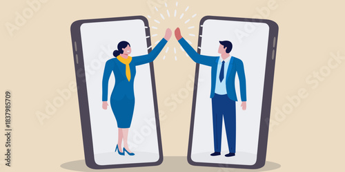 Celebrating success remotely a high five through smartphone screens