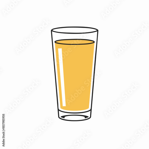 Tall Glass of Refreshing Orange Juice with Black Outlines