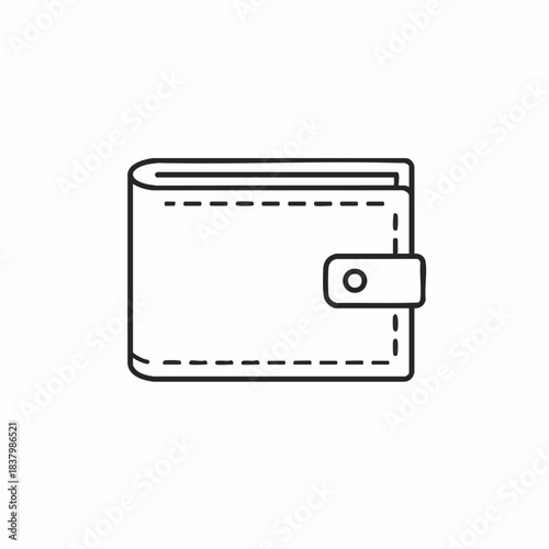 Minimalist Outline of a Rectangular Wallet with Button Closure