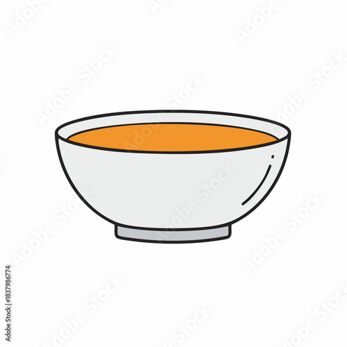 Simple Bowl of Orange Soup, Ready to Eat, Vector Illustration