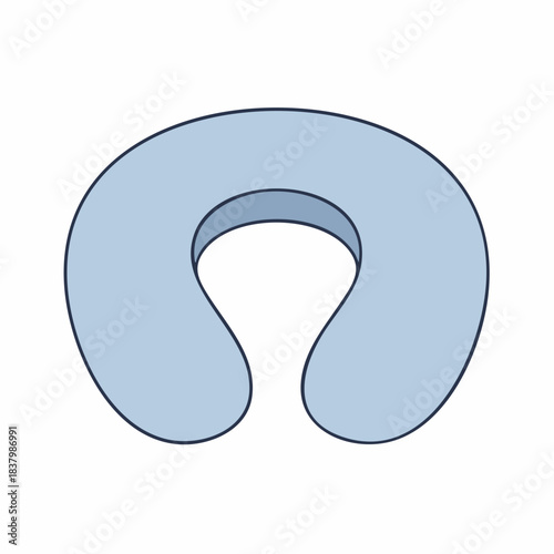 Light Blue Neck Pillow: U-Shaped Travel Comfort with Dark Blue Outline