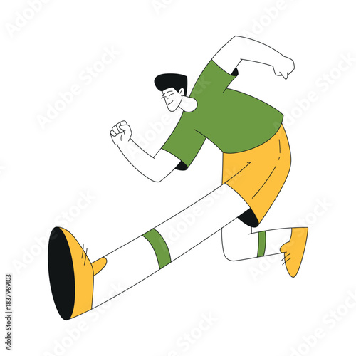 Sport with Man Character Run Marathon Sprinting Vector Illustration