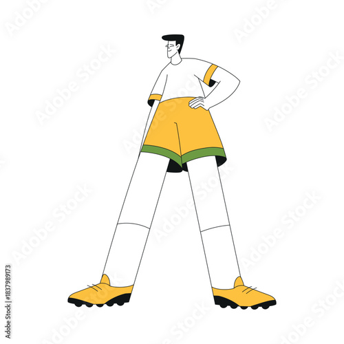 Sport with Man Character Play Football Game Vector Illustration