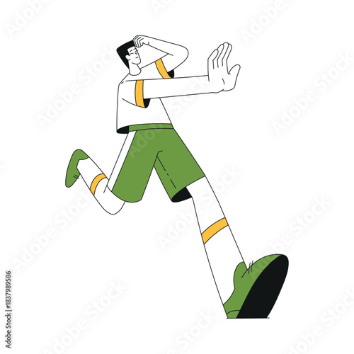 Sport with Man Character Play Football Game Vector Illustration