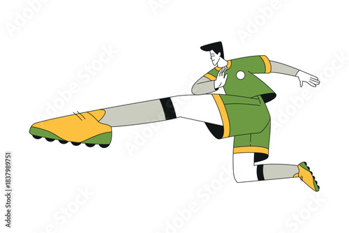 Sport with Man Character Play Football Game Vector Illustration