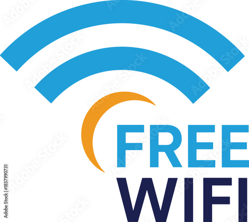 WIFI Icon – Free Wireless Internet Connection Symbol in Modern Blue and Orange Digital Network Design