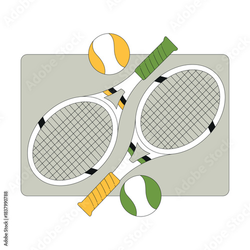 Tennis Racquet and Ball Pair for Game Vector Illustration