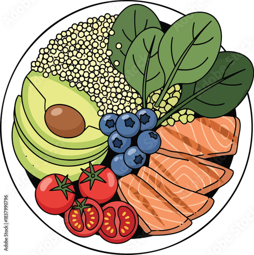 Nutritious Salmon Quinoa Berry Bowl	