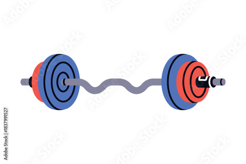 Barbell as Sport Equipment and Supply Colorful Element Vector Illustration