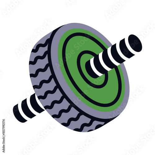 Abdominal Roll as Sport Equipment and Supply Colorful Element Vector Illustration