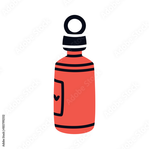 Flask Water Bottle as Sport Equipment and Supply Colorful Element Vector Illustration