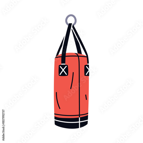 Punching Bag for Boxing as Sport Equipment and Supply Colorful Element Vector Illustration