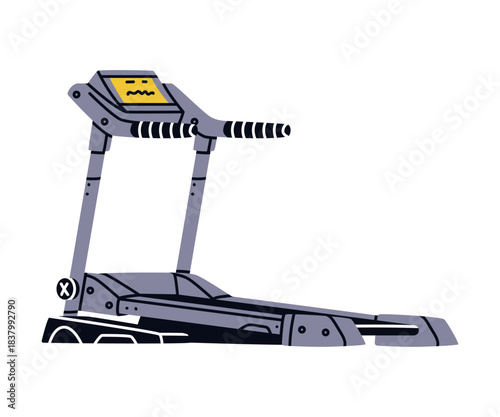 Treadmill as Sport Equipment and Supply Colorful Element Vector Illustration