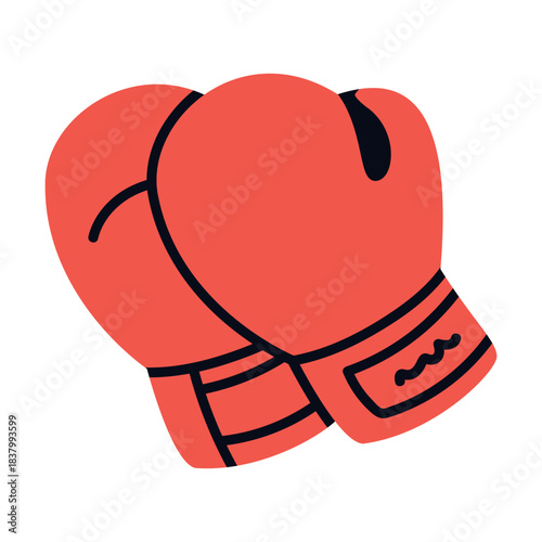 Red Boxing Glove Pair as Sport Equipment and Supply Colorful Element Vector Illustration
