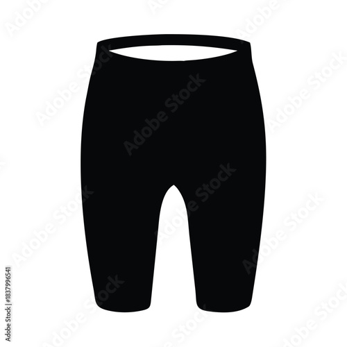A pair of black cycling shorts is presented on a white background.