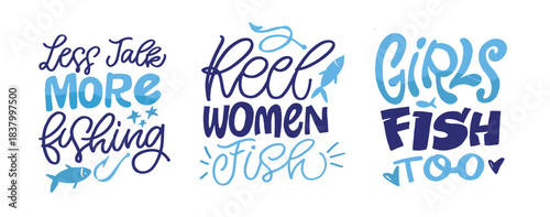 Cute hand drawn doodle lettering quote about fishing. Lettering for t-shirt design, mug print, bag print, clothes fashion. 100% hand drawn vector image.
