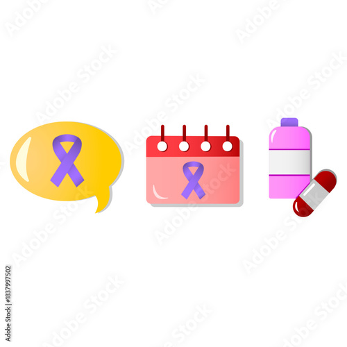 Set of vector illustrations for World Cancer Day