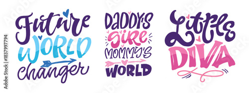 Cute hand drawn doodle lettering quote about little baby. Lettering for t-shirt design, mug print, bag print, clothes fashion. 100% hand drawn vector image.