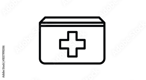 First aid kit outline icon with medical cross symbol