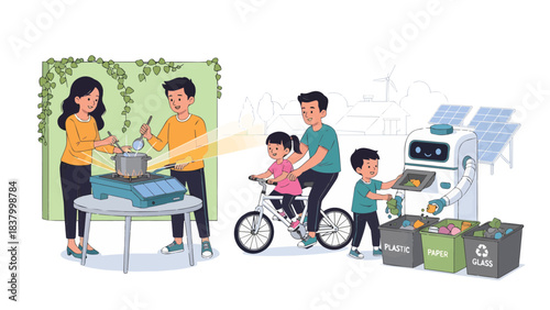 Sustainable Family Life with Eco-Friendly Activities, Smart Home Technology, and Renewable Energy