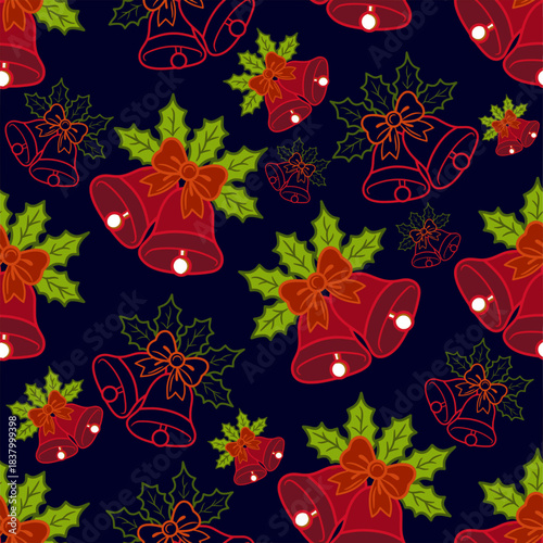 A beautiful and attractive bright Christmas Jingle Bell seamless patron design element for background and fabric